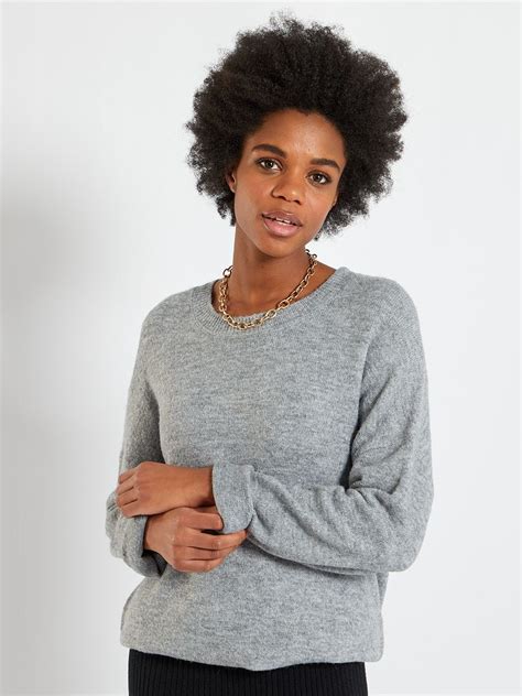 Pull Oversize Col Rond Gris Kiabi 15 00