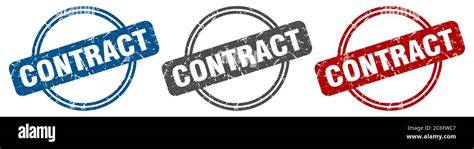 contract stamp contract sign contract label set stock vector image