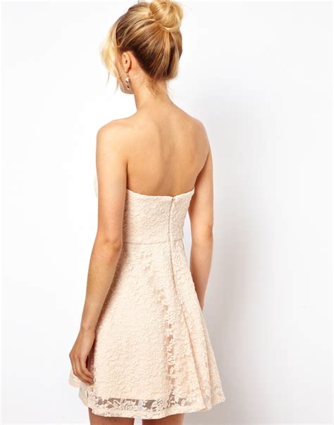 Pretties Closet Asos Structured Lace Bandeau Skater Dress