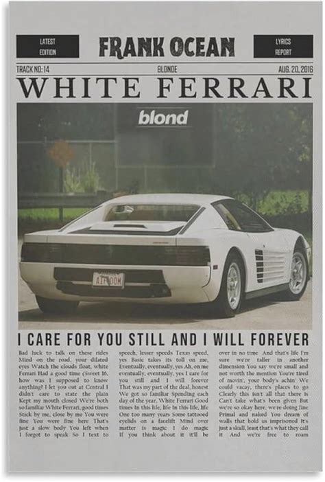 VTYRTOWN Frank Ocean White Ferrari Canvas Poster Wall Decorative Art