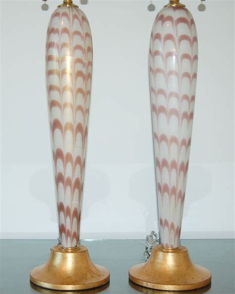 Vintage Murano Glass Pulled Feather Table Lamps Swank Lighting