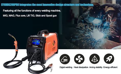 HITBOX 6 In 1 Intelligent Aluminum MIG Welder 200Amp 110V 220V Smart