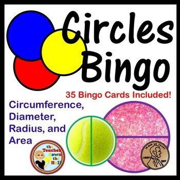 Circles Bingo Math Game I Area Circumference Diameter Radius Tpt