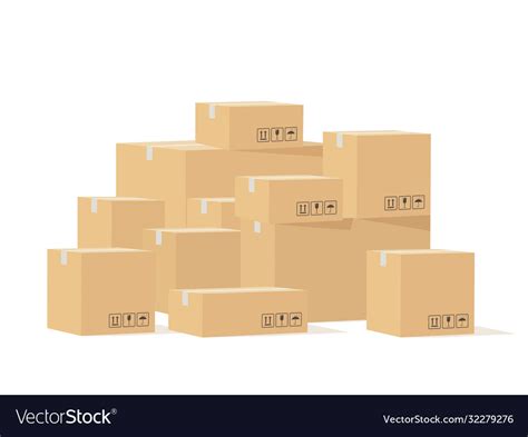 Box Pile Cardboard Boxes Different Size Royalty Free Vector