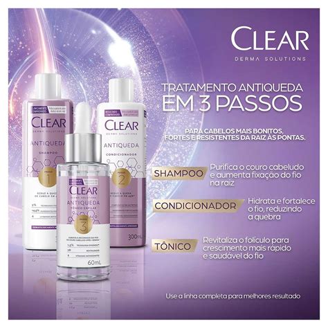 Shampoo Antiqueda Clear Women Derma Solutions Passo 1