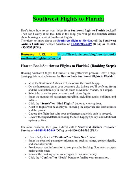 PPT Southwest Flights To Florida 1 888 915 2449 PowerPoint