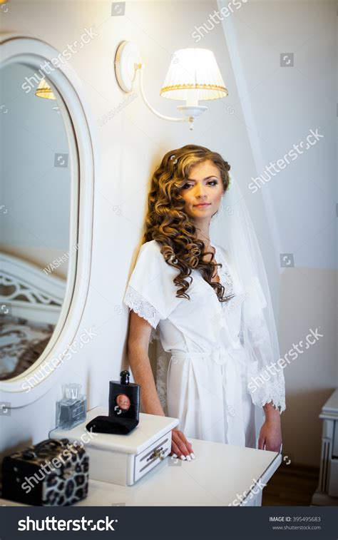 Sexy Blonde Bride White Robe Posing Stock Photo 395495683 Shutterstock