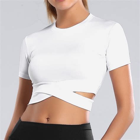 Sexy Sports Top Fitness Crop Top Womens Sports T Shirts Yoga Shirts