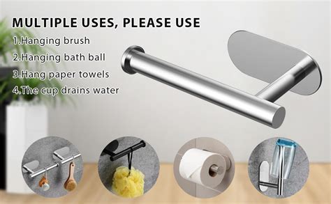 Self Adhesive Toilet Roll Holder Chrome Wall Mounted Stainless Steel