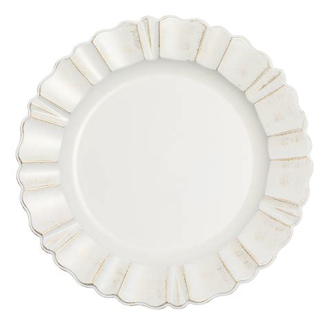 Waved Scalloped Acrylic 13 Gold And Ivory Charger Plate Cv Linens