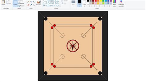 How To Draw A Carrom Board In Computer Using Ms Paint Carrom Board