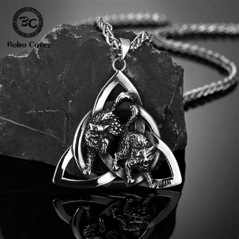 Vikingos Collares De Odin Wolf Para Hombres Amuleto De Trinity Runas