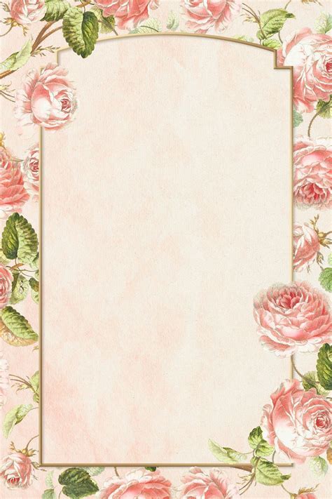 Vintage Pink Rose Flower Frame Design Element Premium Image By