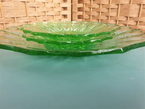 Vintage Green Glass Plates Etsy