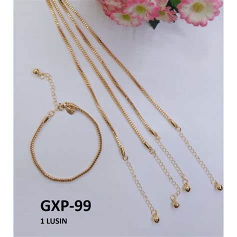 1 LUSIN ISI 12 GELANG XP RANTAI EMAS GOLD POLOS JURAI BULAT TERMURAH