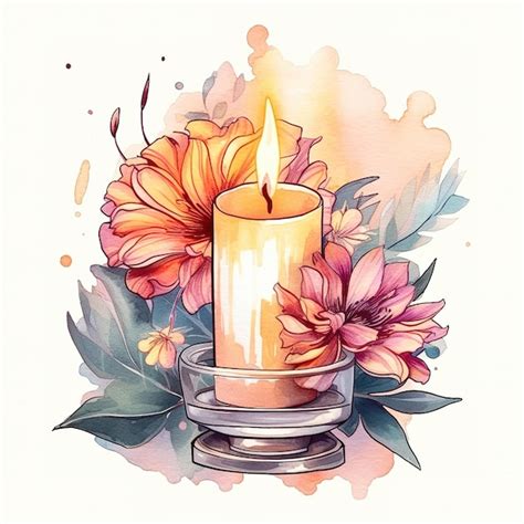 Premium Photo Watercolor Candles Illustration