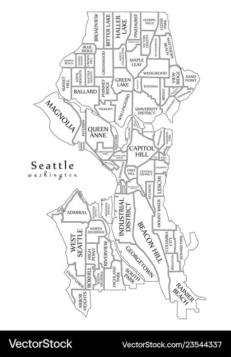 Modern City Map Seattle Washington Royalty Free Vector