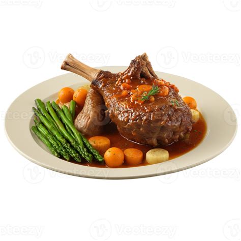 Lamb Shank Braised Until Fork Tender Natural Jus Pooling Food And