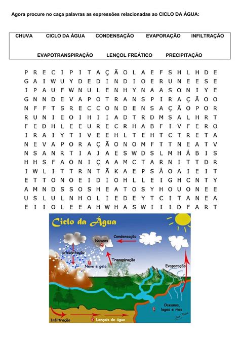 Ciclo da água caça palavras worksheet