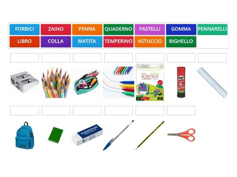 Gli Oggetti Della Scuola Lessico Match Up