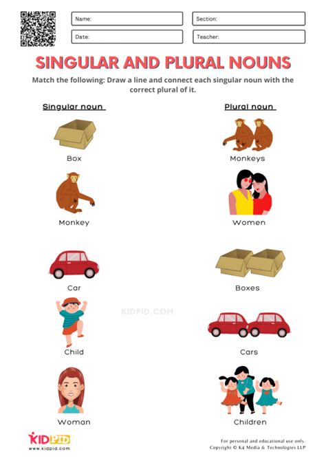 Singular And Plural Nouns Worksheet For Grade 1
