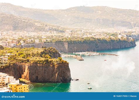 Panorama Of High Cliffs Tyrrhenian Sea Bay With Pure Azure Water