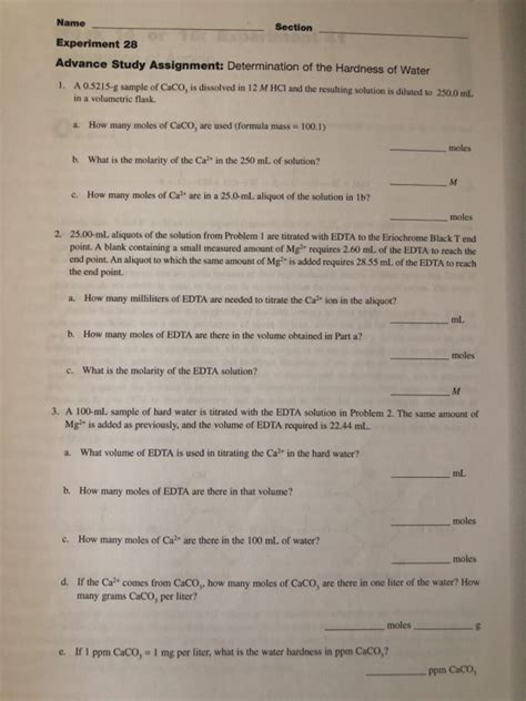 Solved Name Section Experiment Advance Study Assignment Chegg