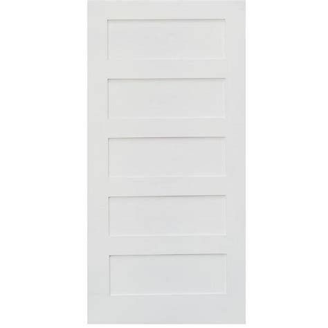 Stile Doors 28 In X 80 In Shaker Primed 5 Panel Solid Core MDF