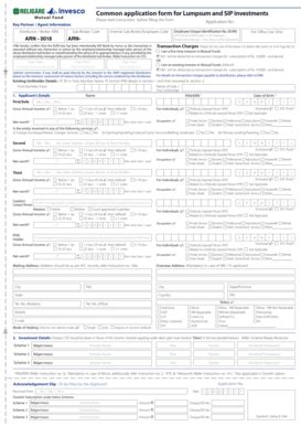 Fillable Online Common Application Form For Lumpsum And SIP Investments