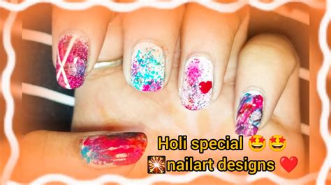 Holi Special Nailart Designs ️🔥 Nail Ideas For Short Nails 💅 ️ Nailart Nailartdedigns