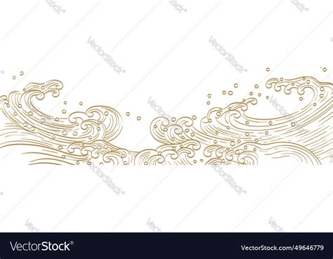 Abstract Landscape With Japanese Wave Pattern Vector Image