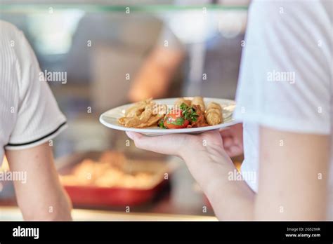 Buffet Food At Restaurant Catering Food Party Service People Picking