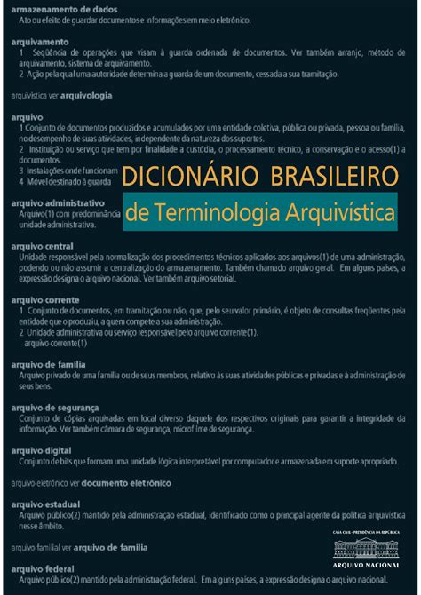 Dicion Rio Brasileiro De Terminologia Arquiv Stica Dibrate Arquiv Stica