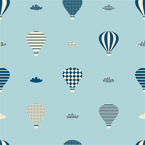 Seamless Pattern With Hot Air Balloons And Clouds Vector Art At Vecteezy