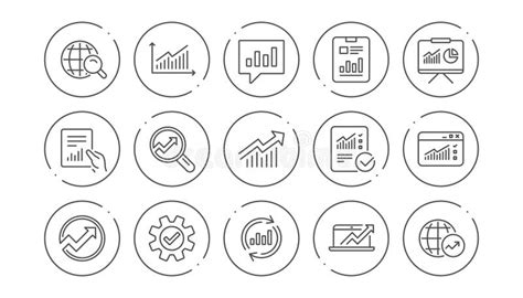 L Nea Iconos Del Analytics Informes Cartas Y Gr Ficos Sistema Linear