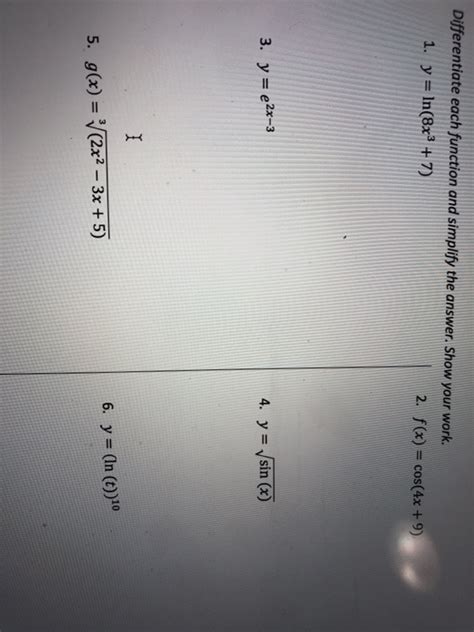 Solved Differentiate Each Function And Simplify The Answer