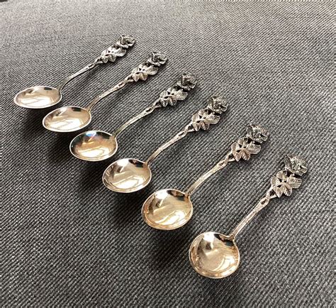 Antique Mocha Spoons Hildesheim Rose Set For Silver Plate