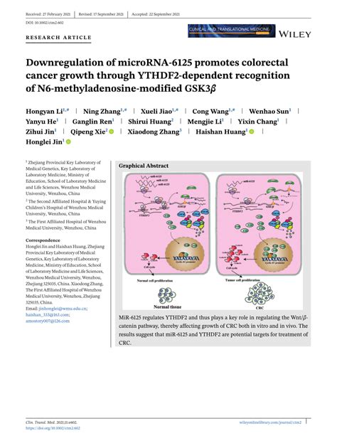 Pdf Downregulation Of Microrna Promotes Colorectal Cancer Growth