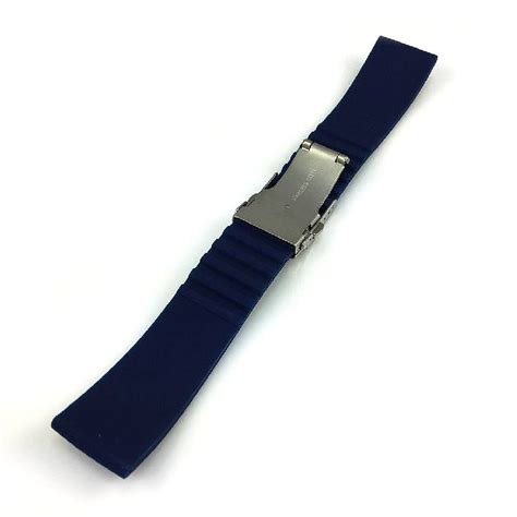 Longines Compatible Blue Rubber Silicone Replacement Watch Band Strap Double Locking Steel