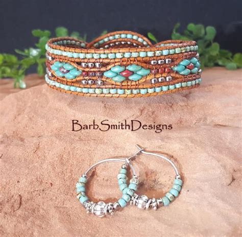 Turquoise Beaded Bracelet Wrap Bracelet Leather Cuff Etsy Beaded