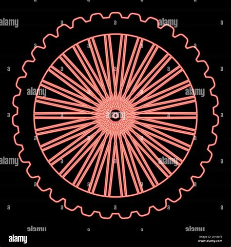 Neon Bike Wheel Bicycle Bike Motorcycle Red Color Vector Illustration Image Flat Style Light