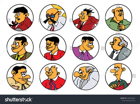 Cartoon Faces Funny Face Expressions Caricature Stock Vector Royalty