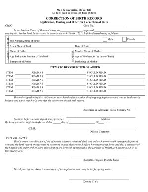 Fillable Online Correct Birth Certificate Illinois Department Of