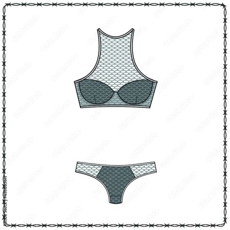 Women S Lingerie Editable Fashion Flat Sketch For Creating New Designs