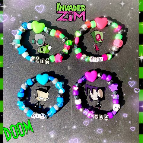 Invader Zim Inspired Kandi Singles Gaz Gir Dib Zim Scene Kandi Y K