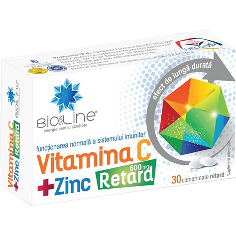 Supliment Alimentar Vitamina C 600 Mg Cu Zinc Retard BioSunLine 30