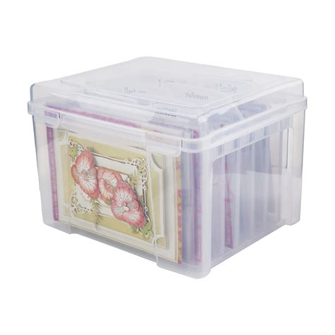 Greeting Card Storage & Organizer Box with 6 Coloful Removable Dividers ...