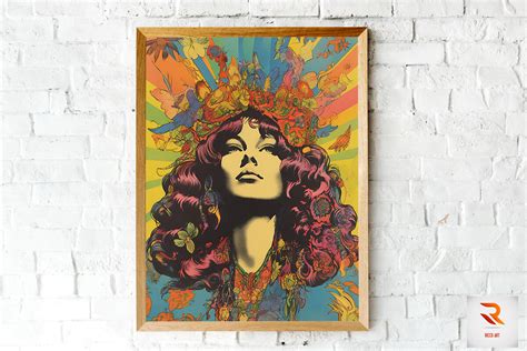 Beautiful Retro Hippie Girl Wall Art Graphic By Ricco Art · Creative Fabrica