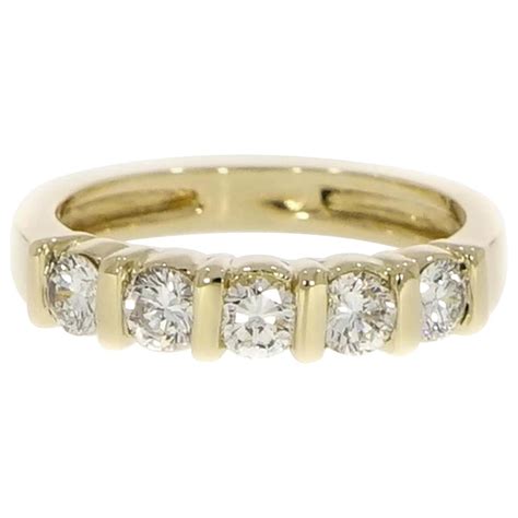 Five Stones Diamond Yellow Gold Ring For Sale at 1stDibs