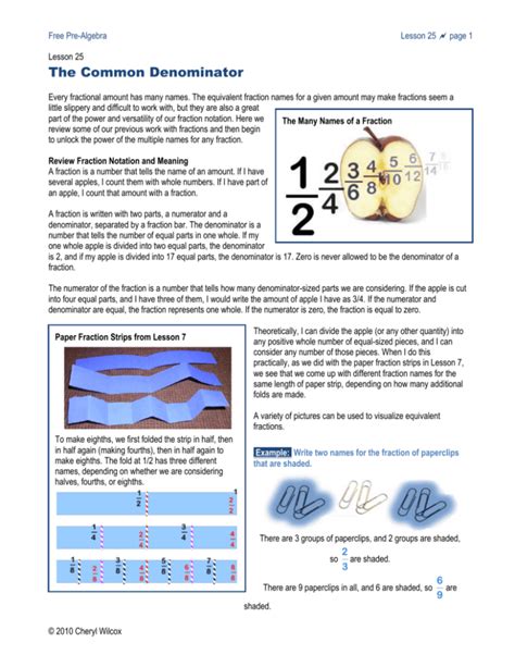 Lesson 25 The Common Denominator